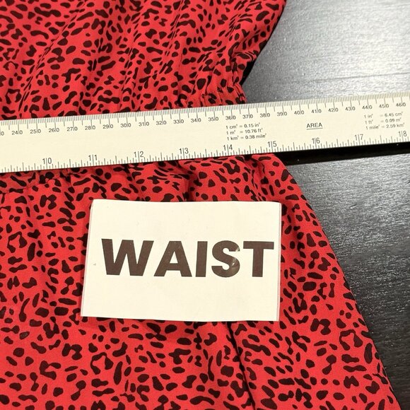 Talbots Size 10 Petite Red Black Animal Print Smocked Long Sleeve Womens Dress - Picture 10 of 11